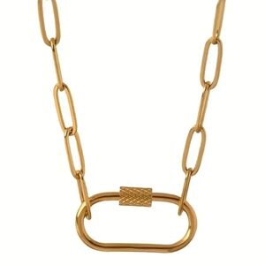 Gold Carabiner Clasp Paperclip Chain Necklace 50cm